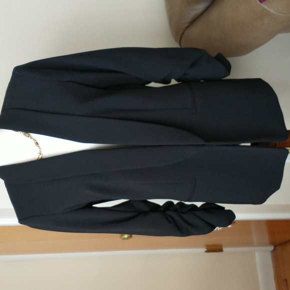 Dkny Jackets & Blazers - DKNY lined, ruched sleeve lapel jacket blazer, black size 6/8